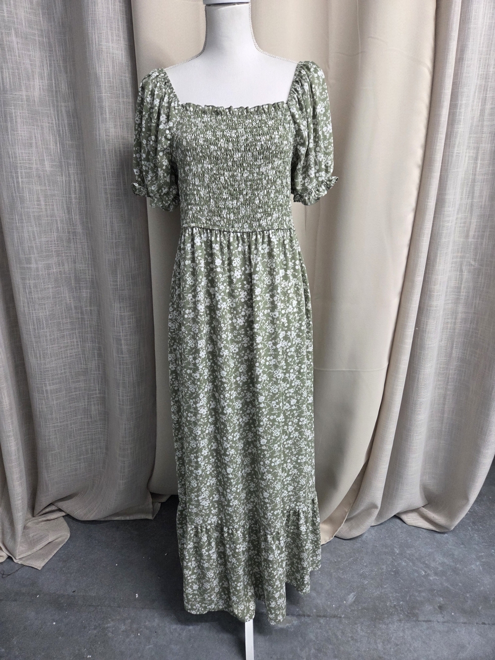 Inspired Hearts Floral Smocked Maxi Dress Cottagecore Milkmaid Prairie Chic